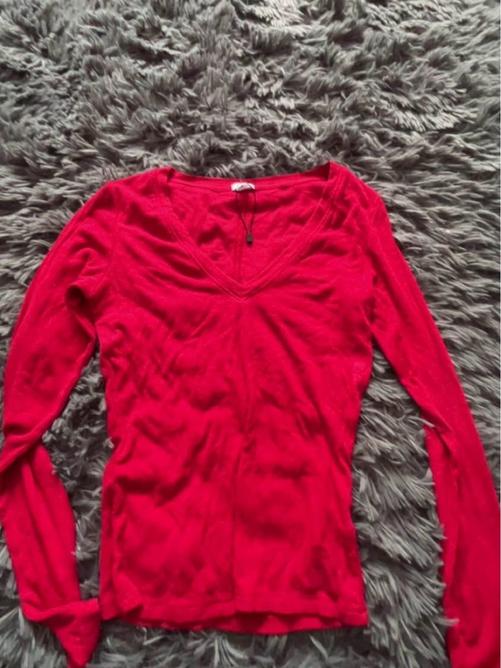 Garage Red V-Neck Long Sleeve Women's Top